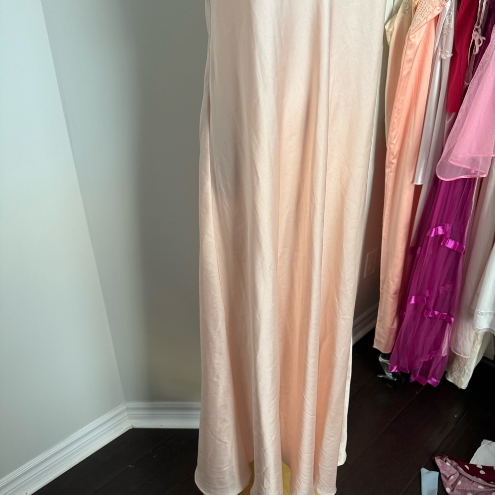 Vintage peachy pink maxi gown M cottagecore glam fairy - Picture 4 of 6